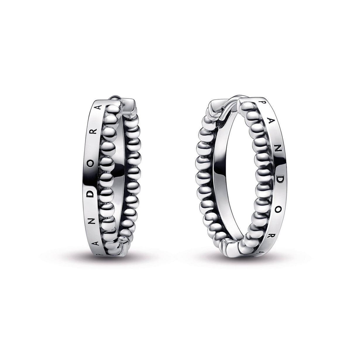 Pandora Signature Logo & Beads Hoop Earrings