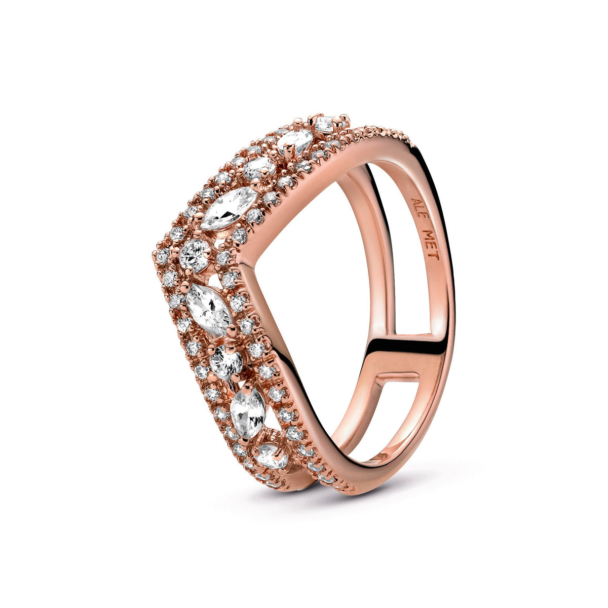 Sparkling Marquise Double Wishbone Ring