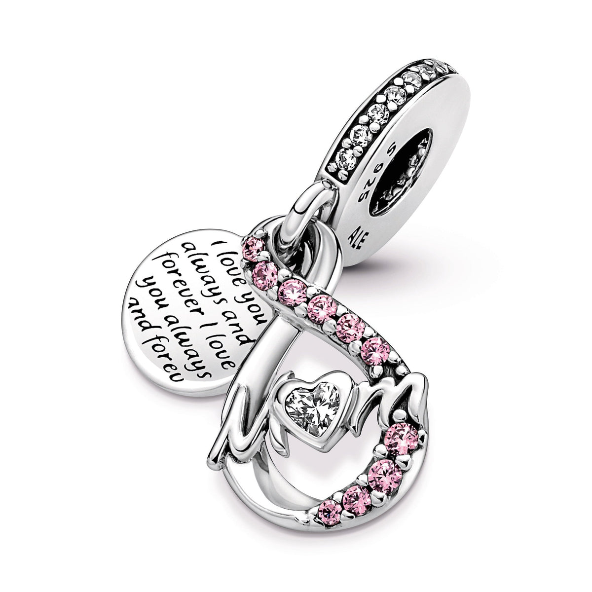 Mum Infinity Pavé Double Dangle Charm