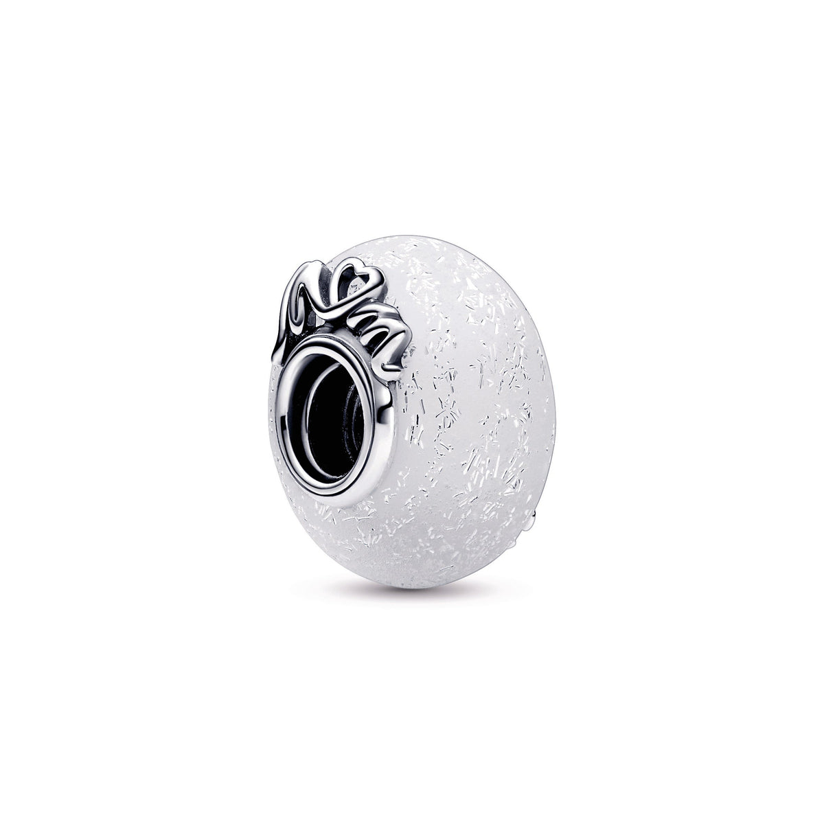 Glittery White Murano Glass Mum & Love Charm